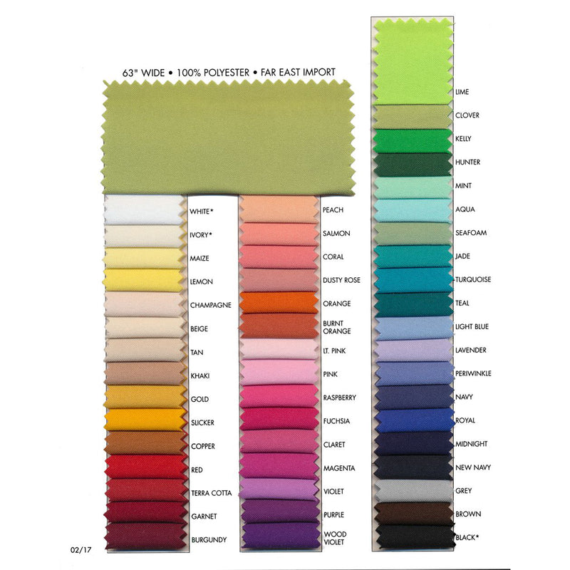 Poplin Plus 100 Percent Polyester Fabric - Solid, 63" Width (1 Yard)