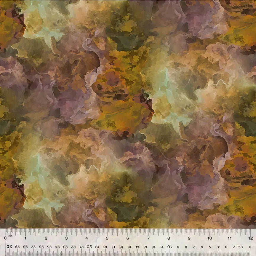 Cotton Print Multi Color Tempest Nebula Amber Fabric 44/45"