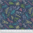 Cotton Print Fabric Blue Navy Noteworthy Aspirations 44/45"