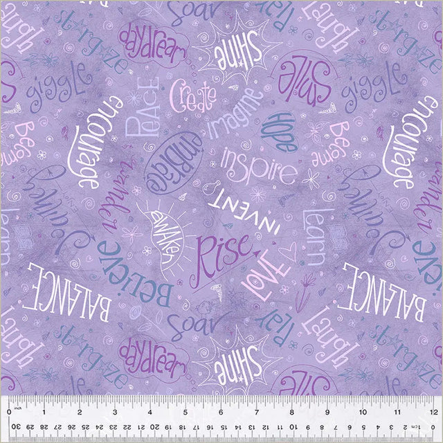 Cotton Fabric Purple Lilac Noteworthy Aspirations 44/45
