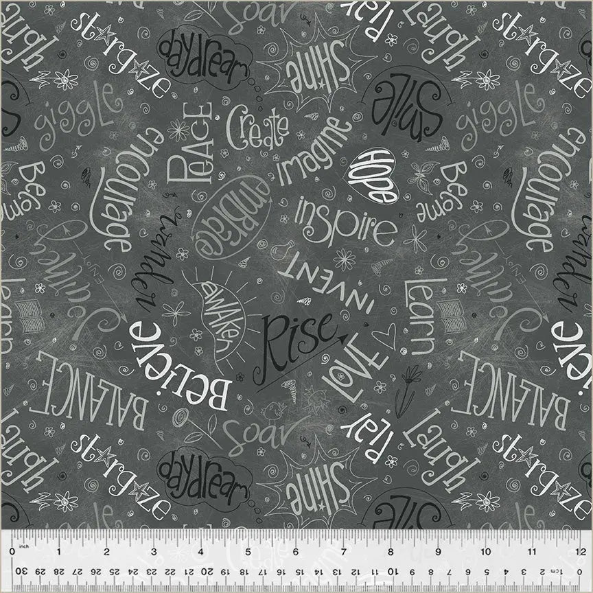 Cotton Print Grey Charcoal Fabric by the Yard