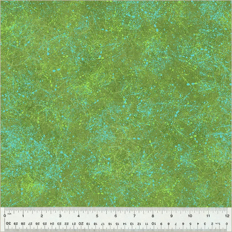 Cotton Fabric Green Leaf Noteworthy Splatter 44/45