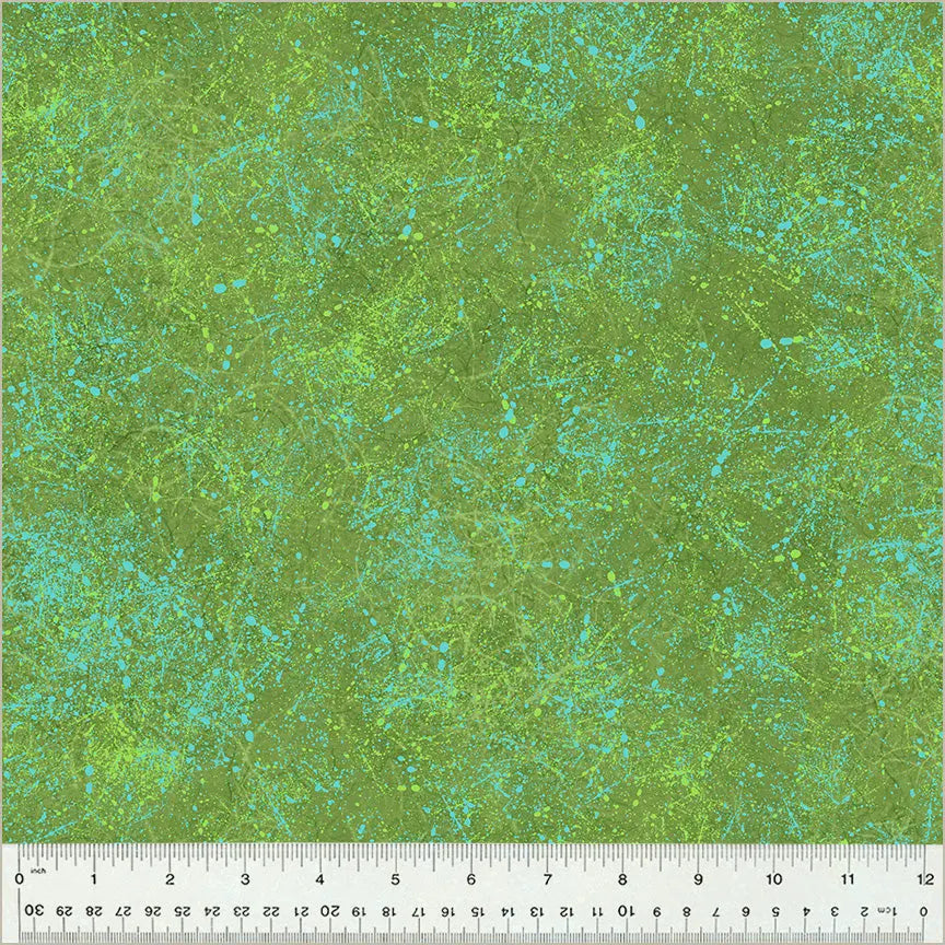 Cotton Fabric Green Leaf Noteworthy Splatter 44/45