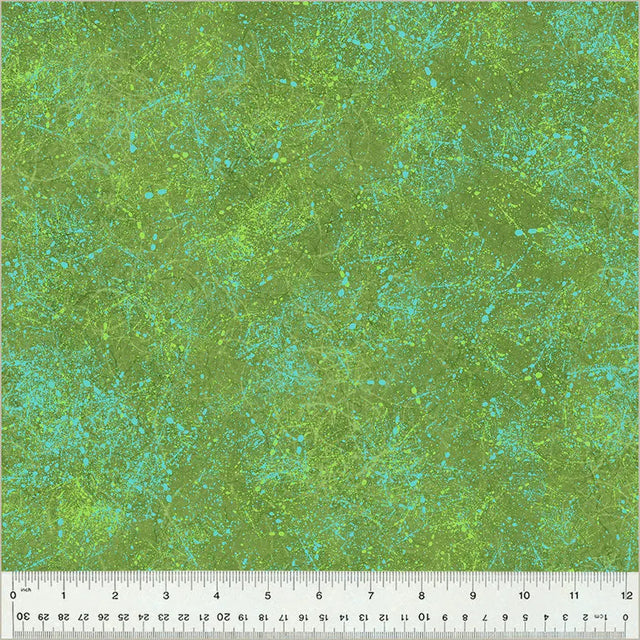 Cotton Fabric Green Leaf Noteworthy Splatter 44/45