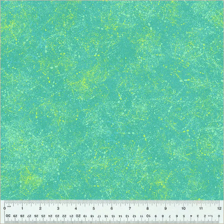 Cotton Fabric Green Aqua Noteworthy Splatter 44/45"