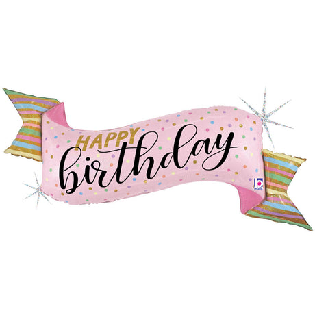 Happy Birthday Pastel Banner Foil Balloon