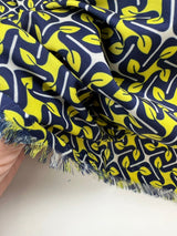 Polyester Geometric Print Fabric in Yellow and Blue
