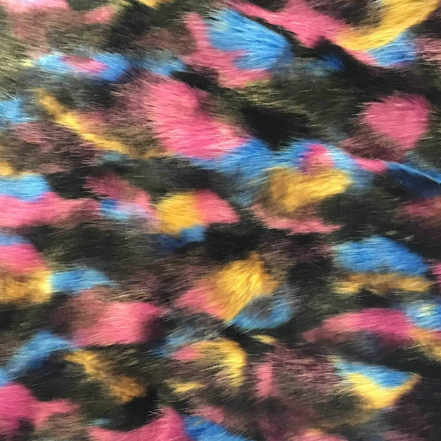 Mulitcolor 2 Mountain Faux Fake Fur Long Pile Fabric,