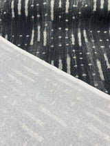 Black Noir Sikasso Painting Cotton Fabric - Black, White Lines, 56" Width (By The Yard)
