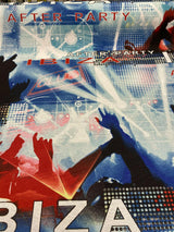 Ibiza Party Night Club Cotton Fabric - Red, Black, Dark Blue, Light Blue, White Print, 54" Width (1 Yard)