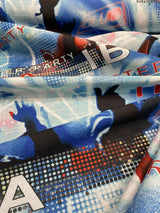 Ibiza Party Night Club Cotton Fabric - Red, Black, Dark Blue, Light Blue, White Print, 54" Width (1 Yard)