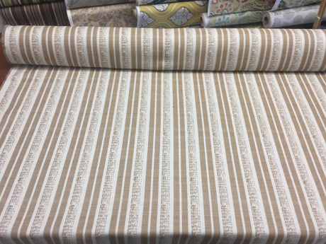P Kaufman Byways 100 Percent Polyester Fabric - Toffee Gold Beige Striped, 57" Width, 3.5" Horizontal Repeat (1 Yard)