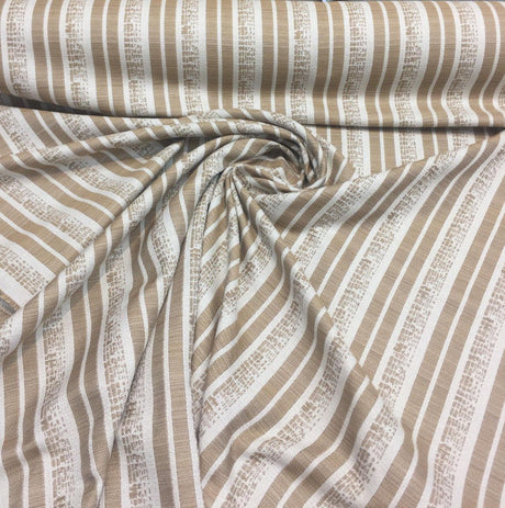 P Kaufman Byways 100 Percent Polyester Fabric - Toffee Gold Beige Striped, 57" Width, 3.5" Horizontal Repeat (1 Yard)