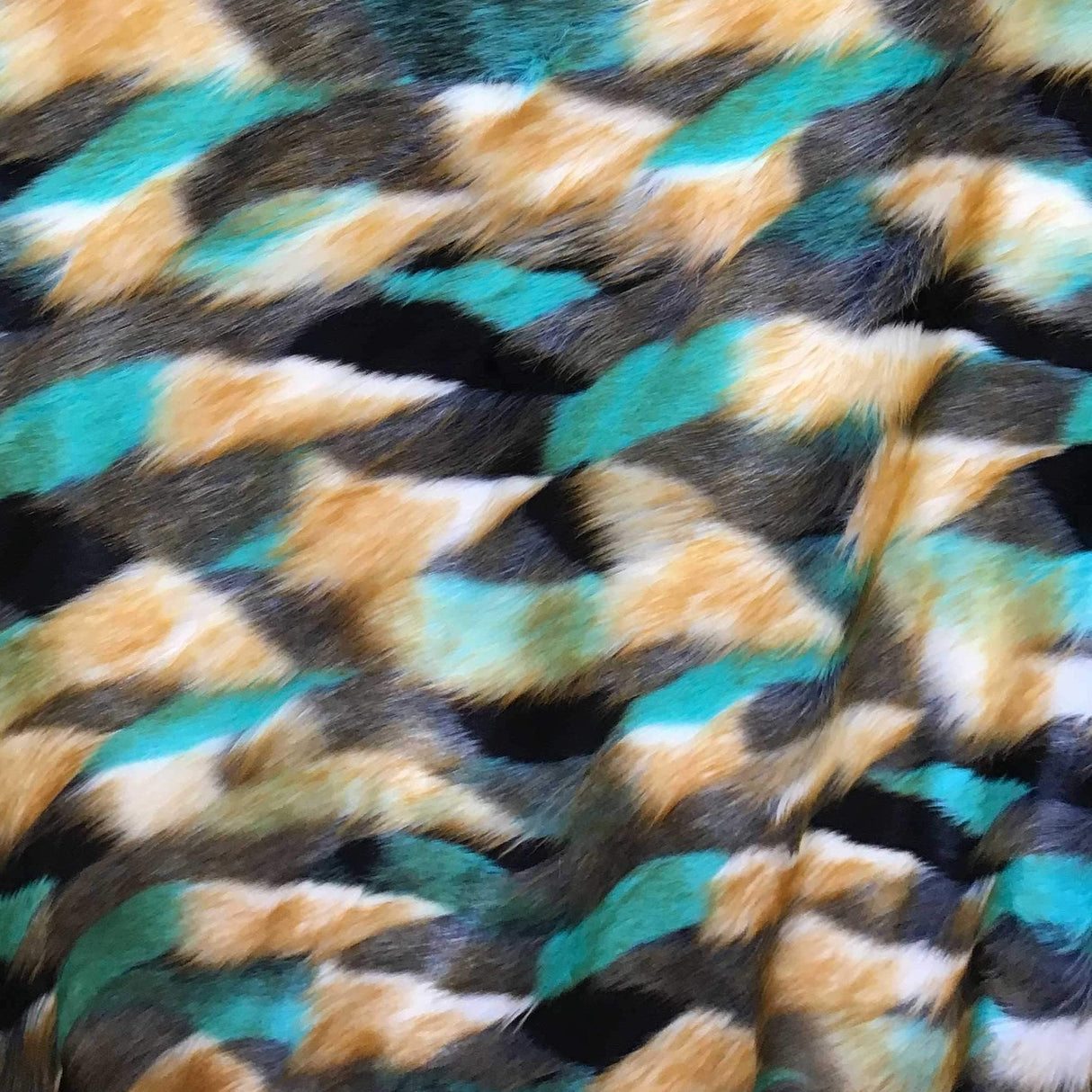 Mulitcolor 4 Mountain Faux Fake Fur Long Pile Fabric,