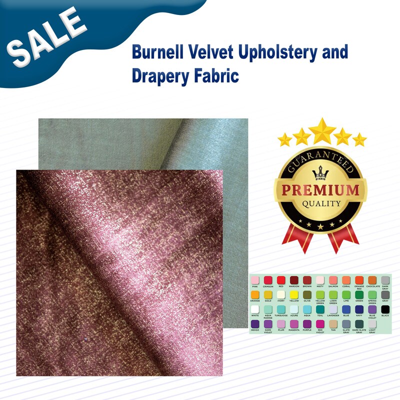 1 Yard Burnell Velvet Upholstery and Drapery Fabric Width: 55"