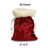 Small Christmas Velvet Bag with Plush Faux Fur 5" x 7"