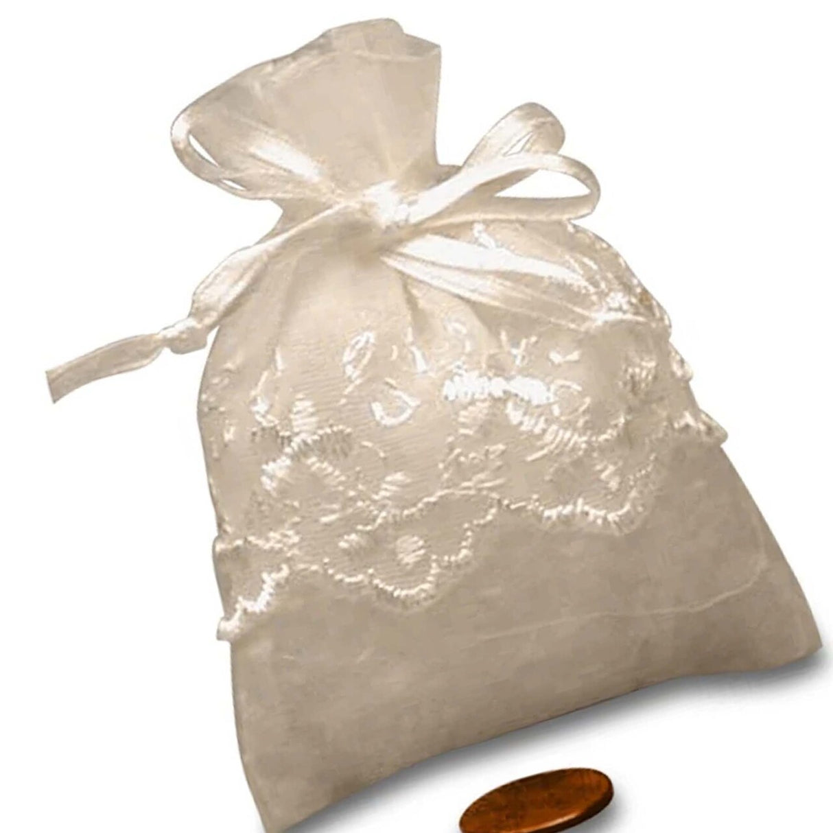 Small Embroidered Skirt Organza Bag 3'' x 4'' for Gifts