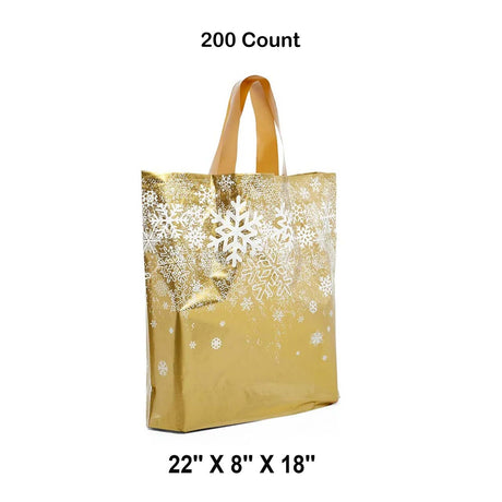 Snowflake Printed LDPE Bags 22” x 8” x 18” for Holiday Gifts