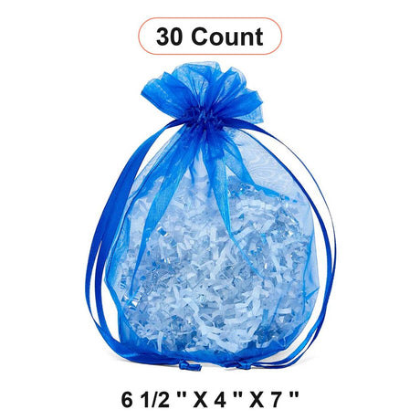 Wide Round Flat Bottom Organza Bags 6 1/2'' x 4'' x 7'' for Decorative Favors