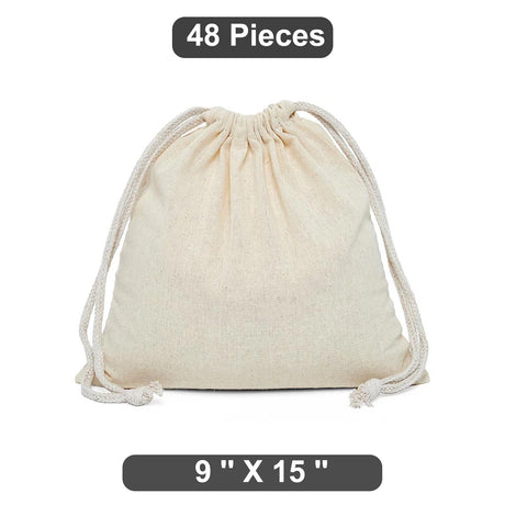 Roomy 9" x 15" Plain Cotton Muslin Pouch