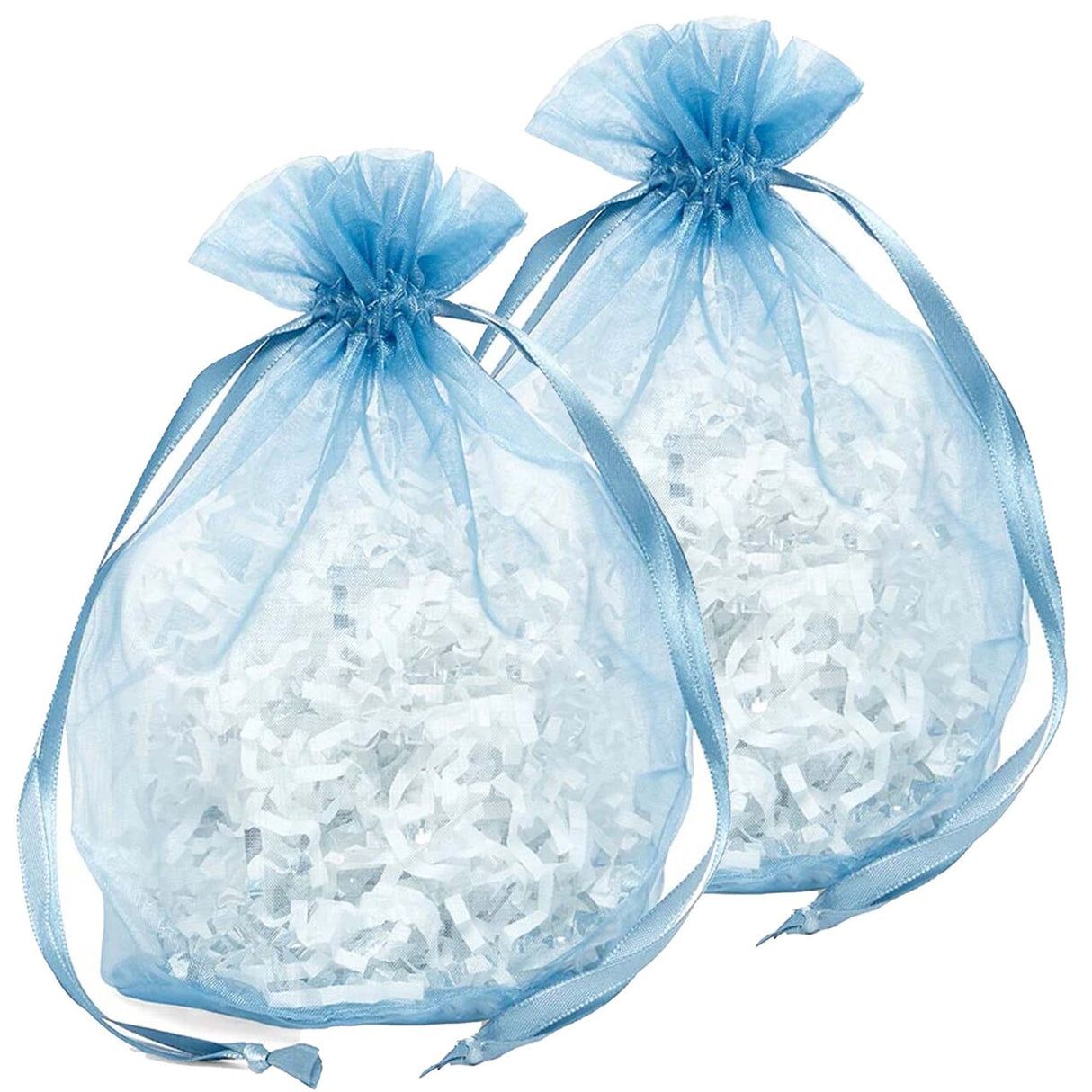 Wide Round Flat Bottom Organza Bags 6 1/2'' x 4'' x 7'' for Event Favors