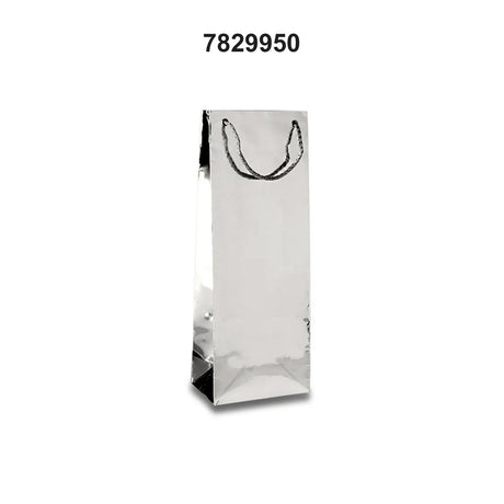 Metallic Paper Wine Bottle Euro Tote Bag 5" x 3" x 13 1/4" Stylish & Durable