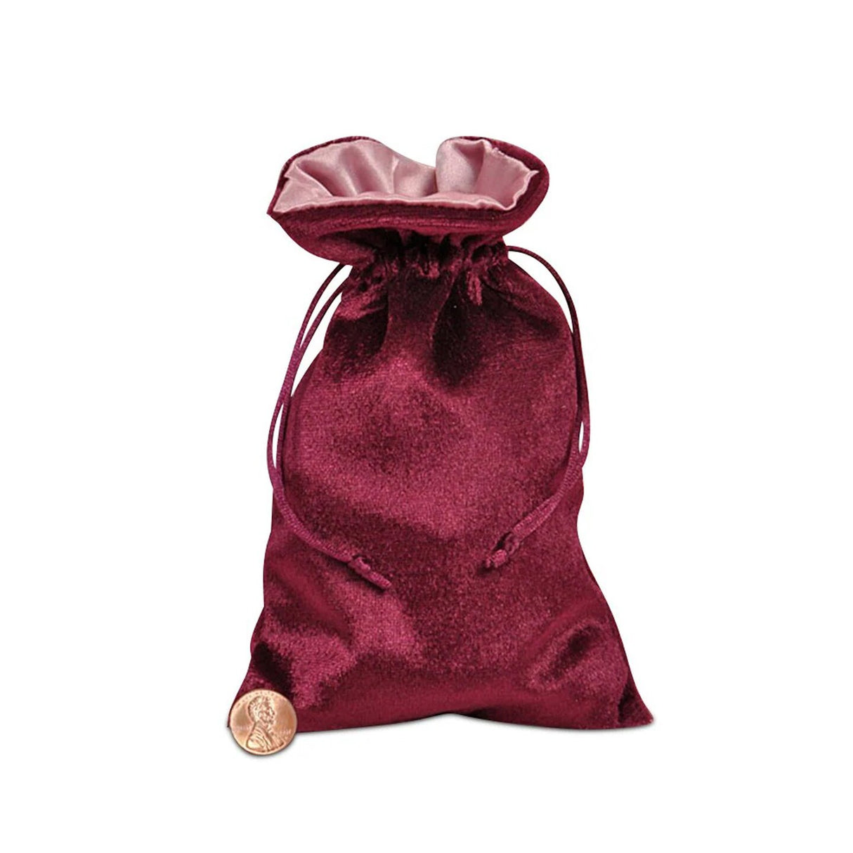 Wine/Rose Satin Inside Velvet Drawstring Bags 5'' X 8''