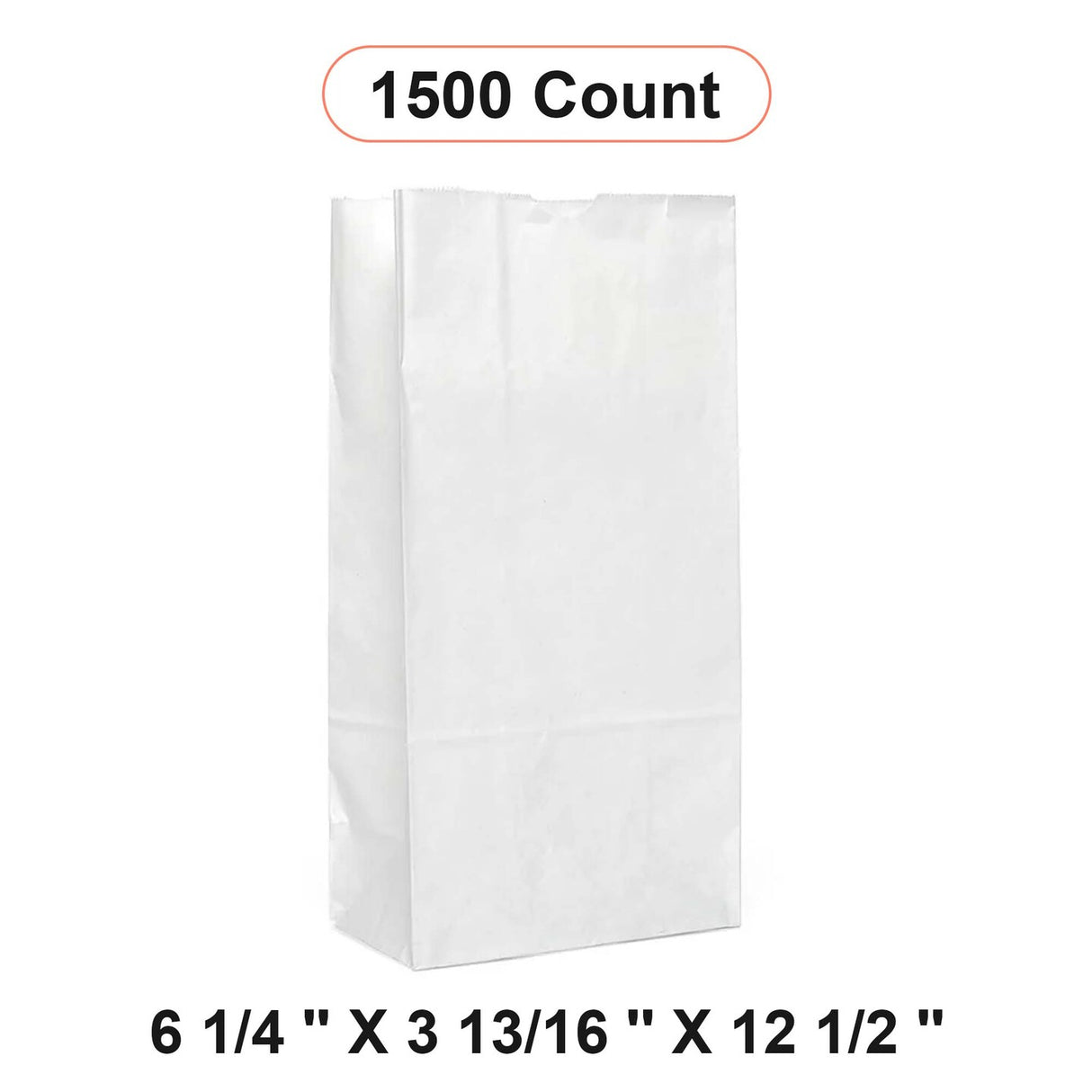White Shopping Bags 6 1/4'' x 3 13/16'' x 12 1/2''