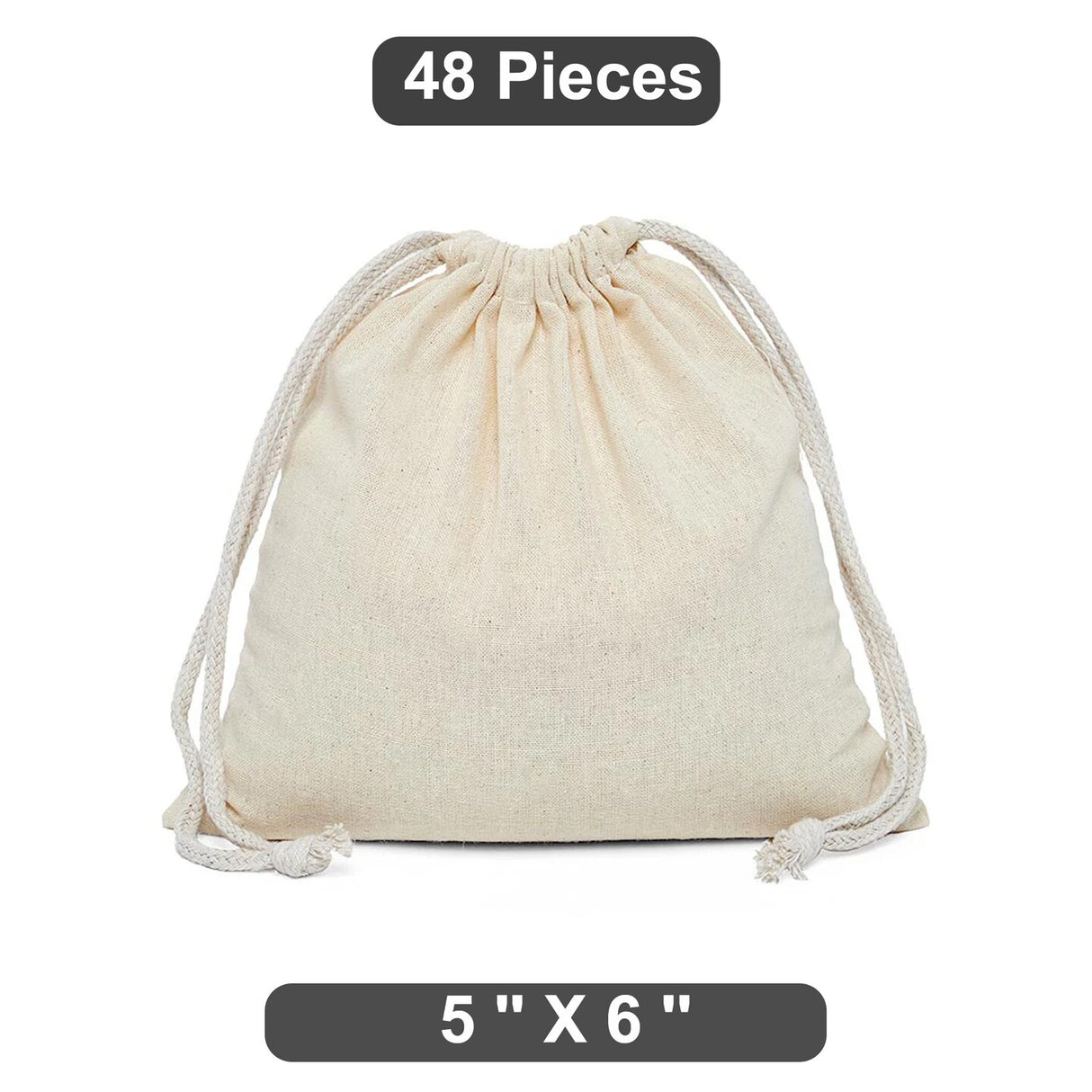 Practical 5" x 6" Plain Cotton Muslin Pouch