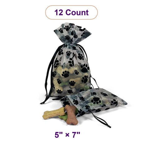 Paw Print Organza Bags 5 '' x 7 '' 12 EACH / PACKAGE
