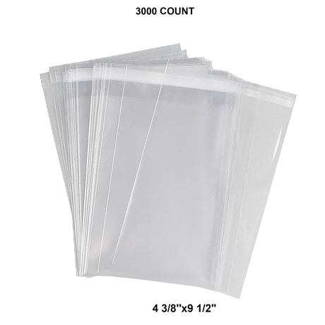 Self-Sealing Poly Bags 1.2 Mil 4 3/8'' x 9 1/2'' Lip & Tape