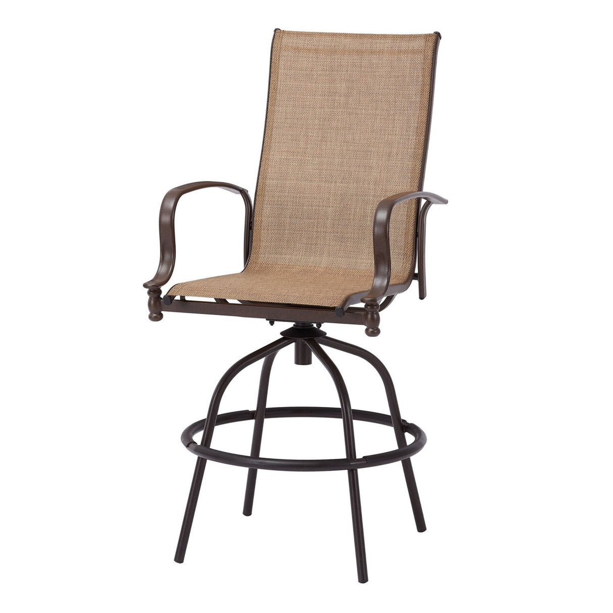 MFSTUDIO 3 Piece Outdoor Swivel Bar Set, Outdoor Bar Table and Chairs Set, Patio High Top Table and Chairs, Tall Bistro Set Patio Bar Height Table and 2 Chairs, Brown