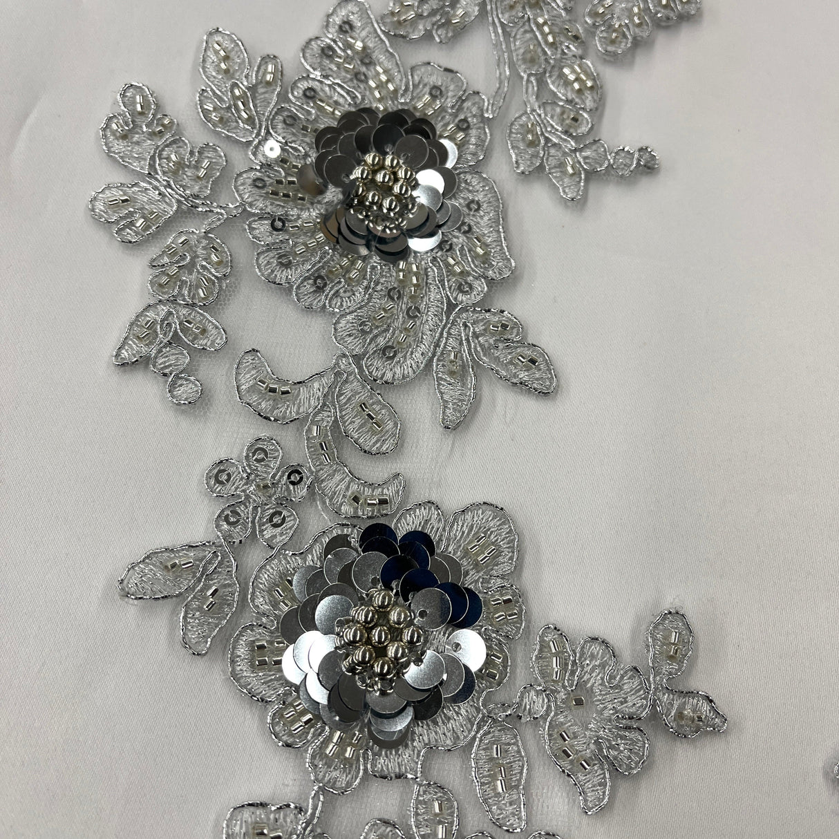 Beaded Corded Floral 3D Lace Applique