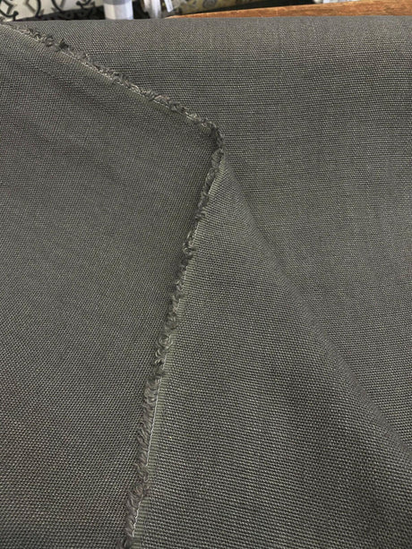 Ventanas Olive 100% Belgian Linen Fabric - Heavy Weight Upholstery Drapery, Olive Green Tone, 56" Width (1 Yard)