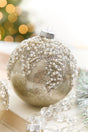 4" - 6" Taupe & Pearl Beaded Glass Ornament