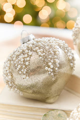 4" - 6" Taupe & Pearl Beaded Glass Ornament