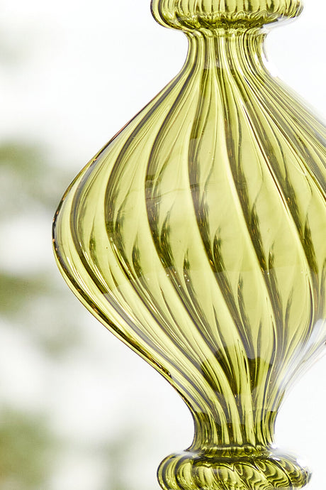 9" - 10" Transparent Green Finial Glass Ornament