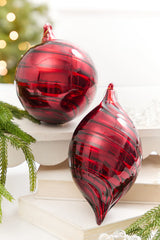 5" - 8" Red Swirl Blown Glass Ornament
