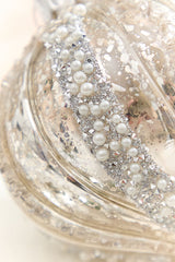 4" - 6" Platinum Mercury Glass Glitter Stripe Ornament