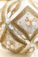 4" - 6" Pearl & Jewel Embellished Glass Ornament