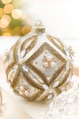 4" - 6" Pearl & Jewel Embellished Glass Ornament