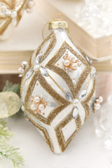 4" - 6" Pearl & Jewel Embellished Glass Ornament