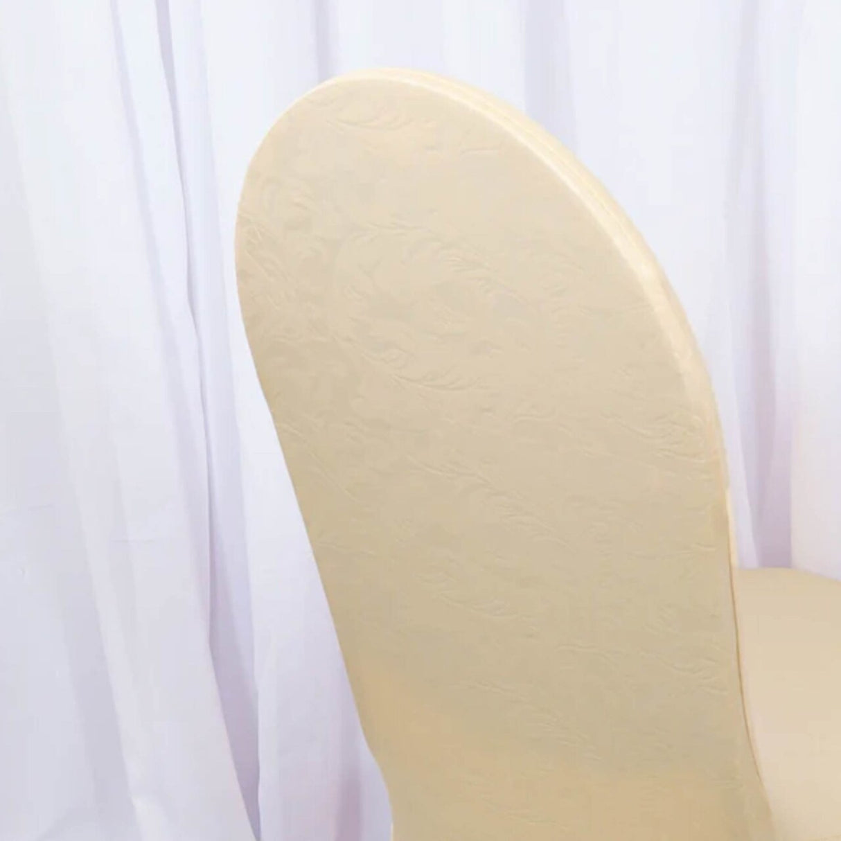 1 Piece Heritage Embossed Spandex Banquet Seat Cover Champagne