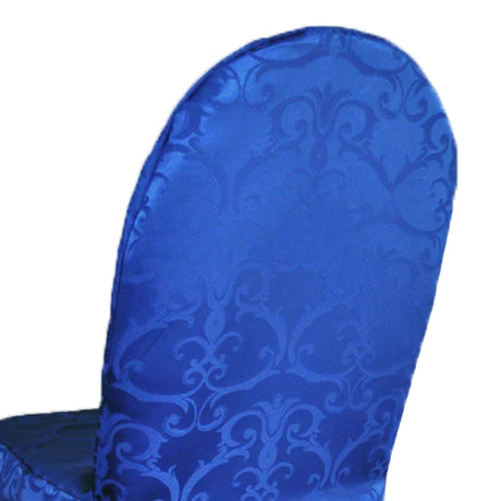 1 Funda para silla de banquete de poliéster jacquard damasco Versailles color azul real