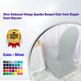 1 Piece Silver Embossed Vintage Spandex Banquet Chair Cover Elegant Event Slipcover