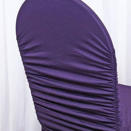1 Piece Eggplant Rouge Spandex Ruffled Banquet Chair Cover Elegant Event Decor