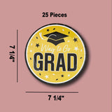25 Count Yellow Way to Go Grad Disposable Dessert Plates Grad Party Decoration 7 1/4 Inch