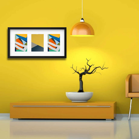 3 तस्वीरों के लिए ब्लैक फ़्रेम, 21¾x11" – हॉरिजॉन्टल/वर्टिकल, आसान नो-नेल हैंगिंग!