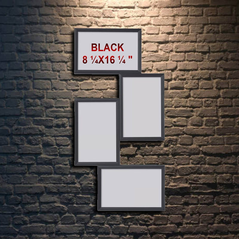 Black Frame for 4 Pictures 15 ¾x19 ¾"  – Versatile Vertical or Horizontal Hanging, Durable Lightweight Plastic