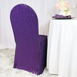 1 Piece Eggplant Sequin Spandex Chair Cover Stretch Fit for Banquet Seating